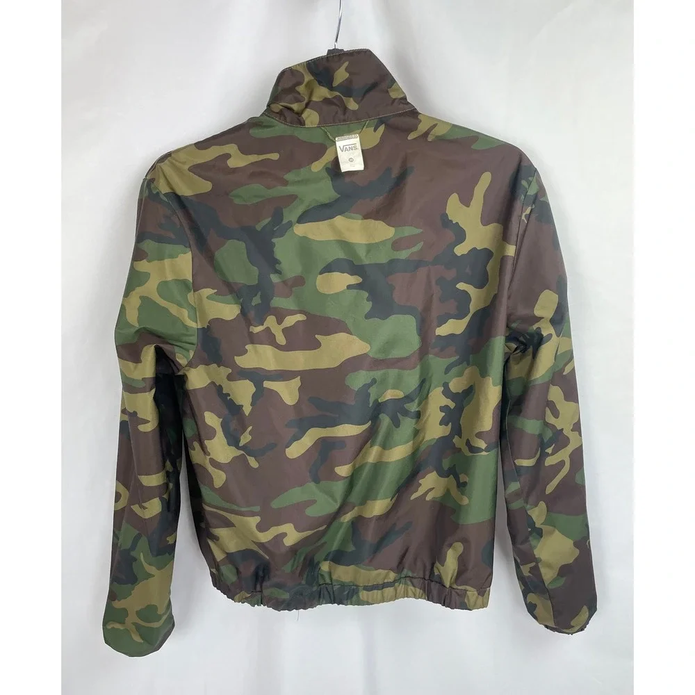 Vans XS Reversible Jacket Black Green Camo Lightweight Windbreaker